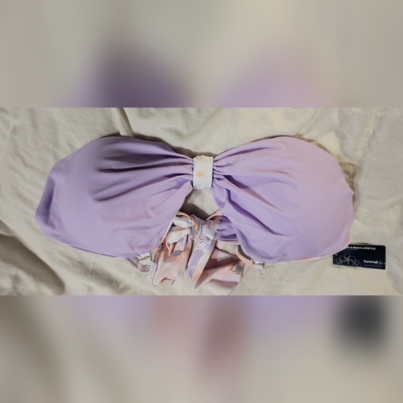 NWT MATERNITY 2 PIECE REVERSIBLE BIKINI SIDE TIE ADJUSTABLE WOMENS LARGE - Picture 5 of 9